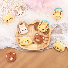 可爱3cm迷你小鼻嘎听音乐小熊卡通兔子发夹配件鞋帽童装配饰辅料