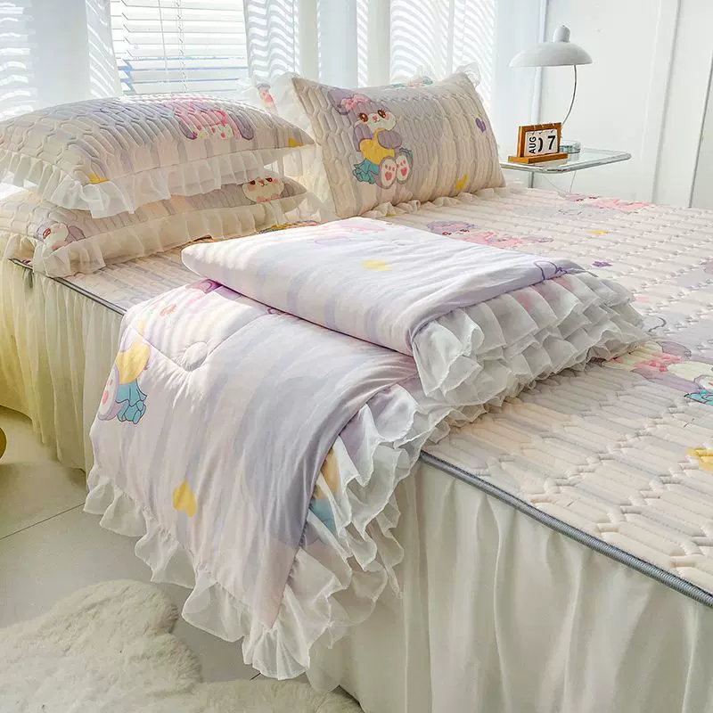 天然乳胶凉席夏凉被四件套床裙款夏季凉感冰丝席三件套空调软席子