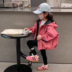女童外套春秋款2025新款儿童秋装连帽上衣宝宝洋气秋季夹克小童装