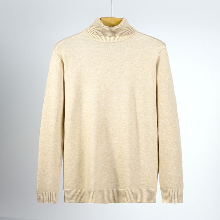 Men's Slim Fit Turtleneck Sweater – Korean-Inspired, Solid Color, Long Sleeve Pullover (M-3XL, Black/White/Apricot/Brown/Camel_voghion.com