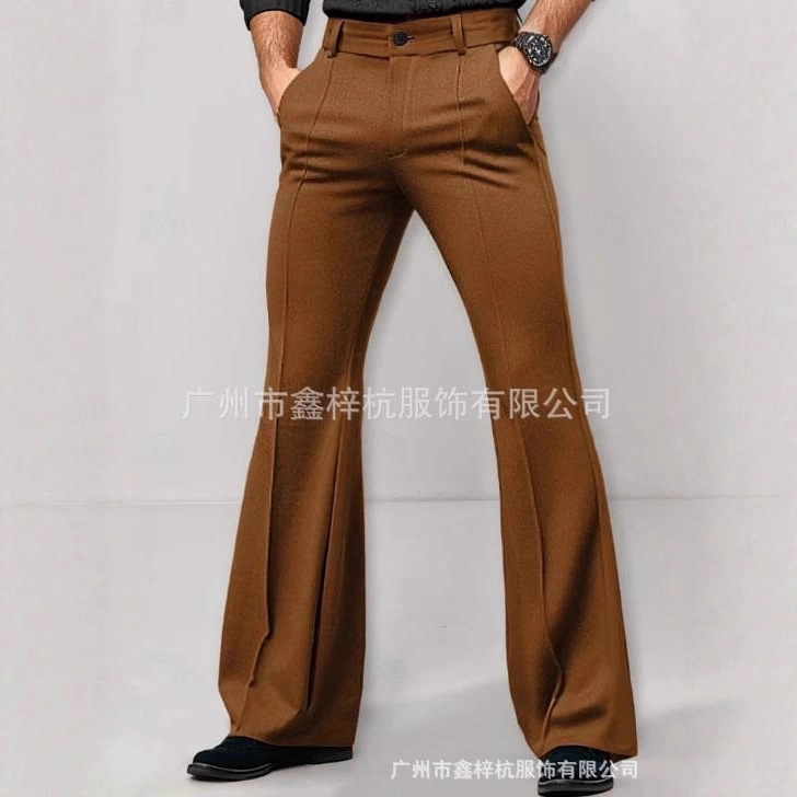 Amazon Casual Versatile Men's New Dress Pants Flared Pants Suit Pants Pocket Slim Fit Stretch Trousers