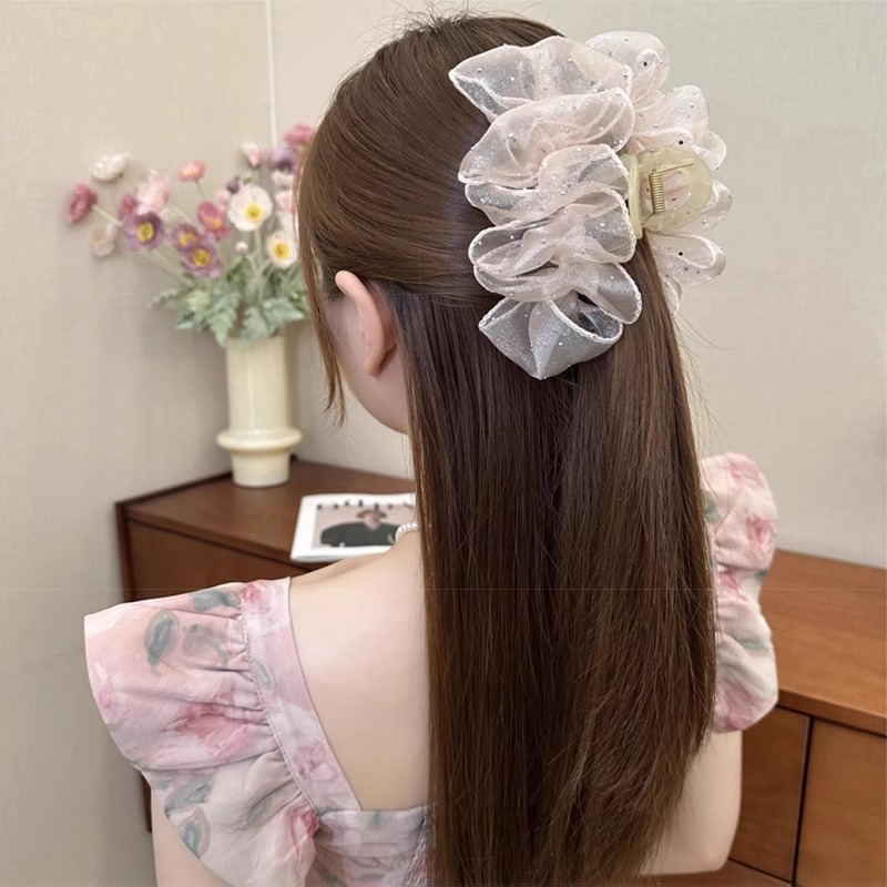 クラウドバブルグリッパー女性用 2025 新しいメッシュヘアピン気質後頭部ハイエンドサメクリップふわふわ帽子|undefined