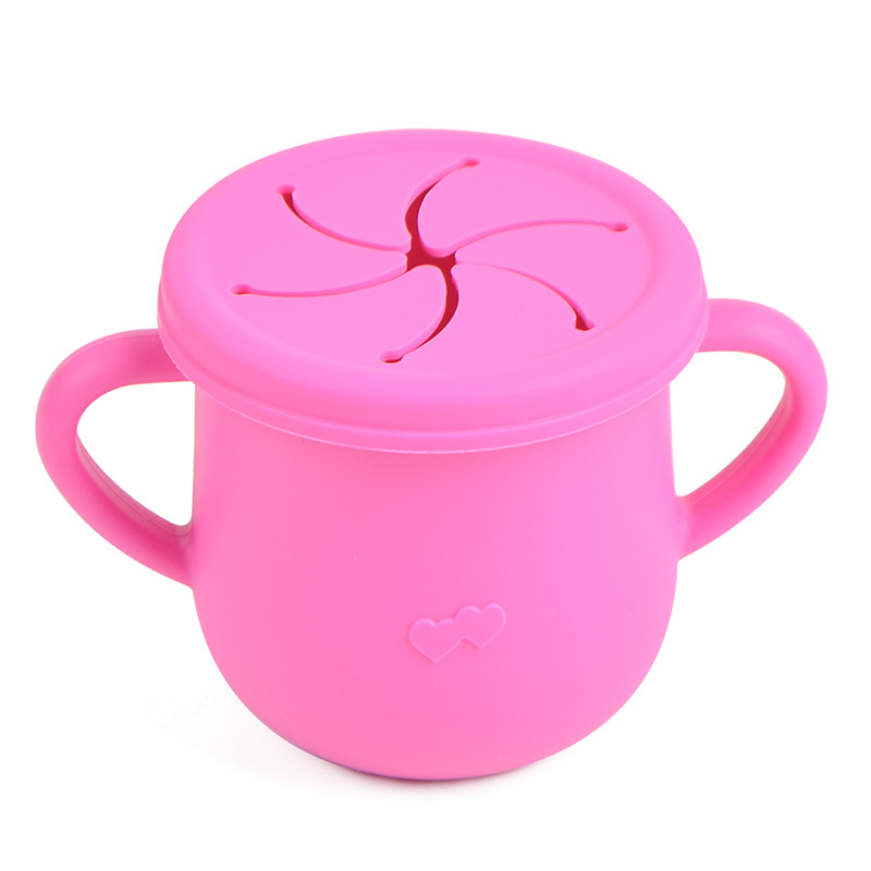 Silicona de grado alimenticio para niños snack Cup mango binaural portátil resistente a la caída con taza de paja de bebé taza de bebida de silicona