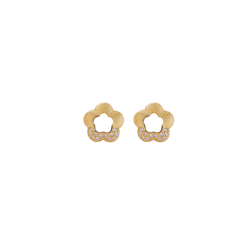Bông tai stud bạc S925 mạ vàng hình hoa nhỏ thời trang — Loại bạc
