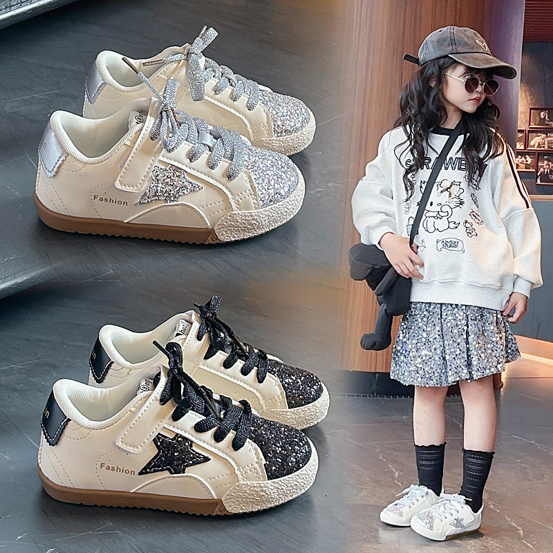 Girls' Shoes 2026 Spring New Model Children's Five-Point Star Sequin Casual Shoes Korean Version Versatile Boys' Low-Top Sneakers Girls' Shoes 2026 Spring New Model Children's Five-Point Star Sequin Casual Shoes Korean Version Versatile Boys' Low-Top Sneakers