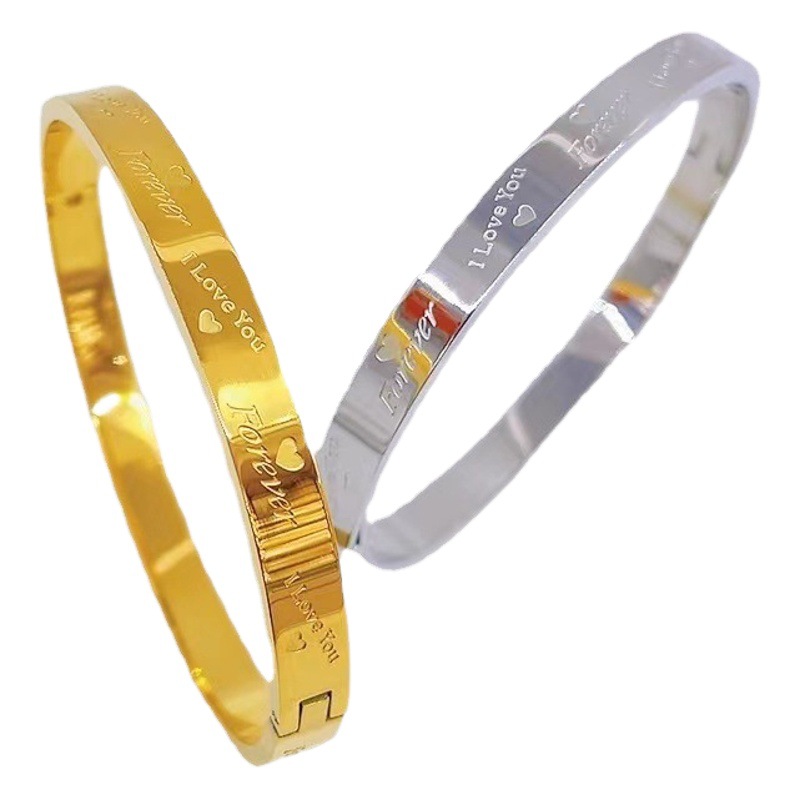 En stock fábrica directa Transfronteriza Popular electrochapado 18K pulsera de acero de titanio femenina personalidad no se desvanece moda nicho moda