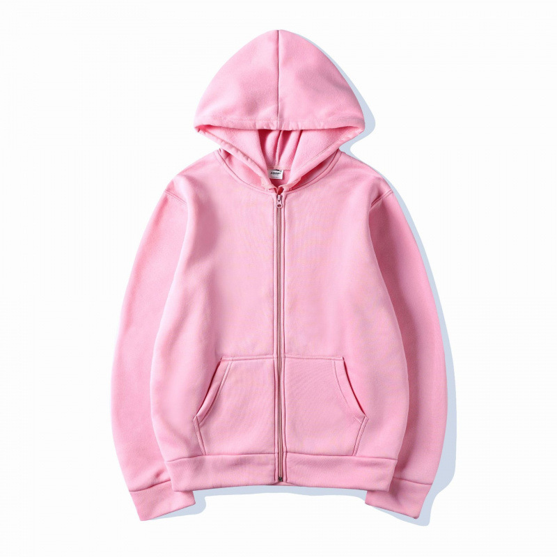 跨境欧美开衫连帽卫衣纯色运动服上衣秋冬季男女同款拉链短袖|undefined