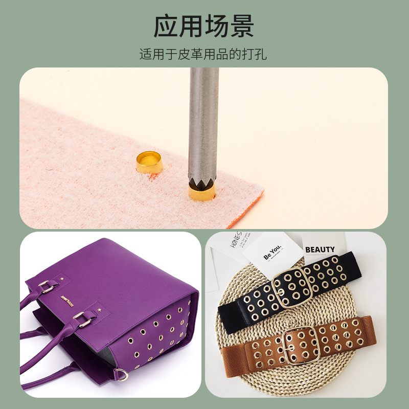 Manual de cuero flor punzonado callos flor punzonado crisantemo punzonado herramienta de perforación de cuero herramienta de instalación de remache hueco