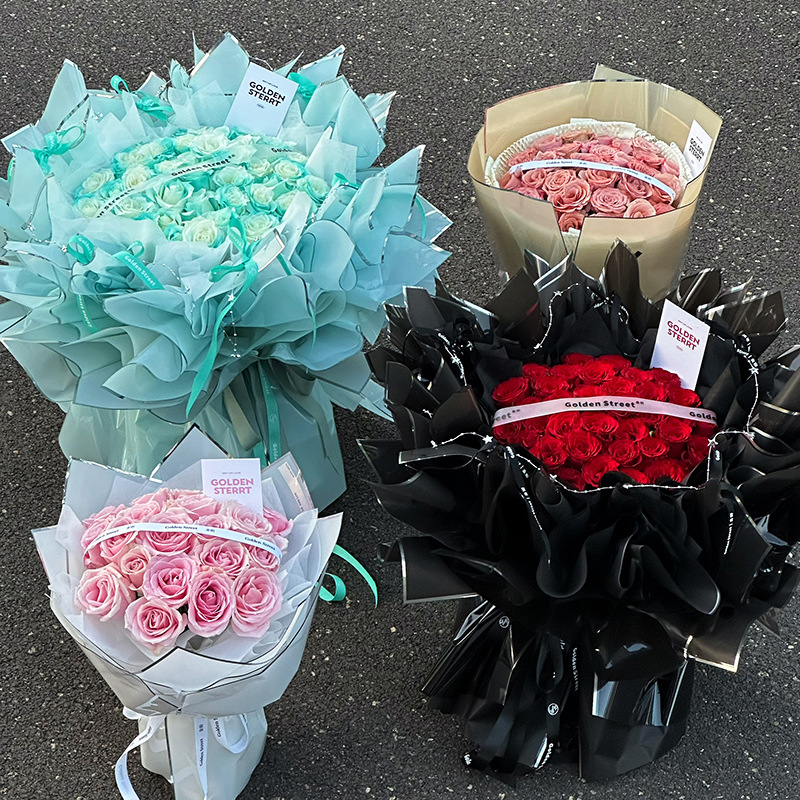 Nuevo papel de embalaje de plata caliente de iones de plata color borde plateado gelatina papel de embalaje de flores impermeable floristería bricolaje hecho a mano