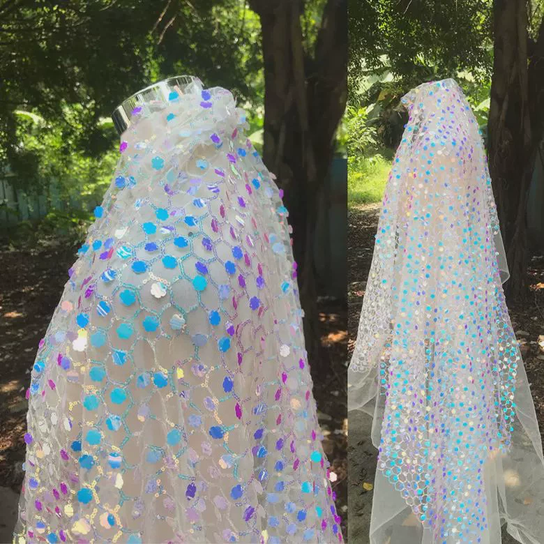 Импортированные синие ногти sequins, платье, ткань дизайна