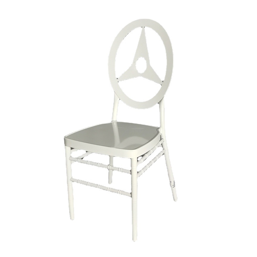 Silla de comedor de hierro al por mayor Nordic Silla de boda al aire libre restaurante silla trasera de metal escudo flor cabeza Silla de Bambú