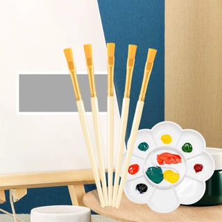 石膏画用笔 塑料杆尼龙毛勾线笔 彩绘笔塑料笔刷12cm象牙白小画笔