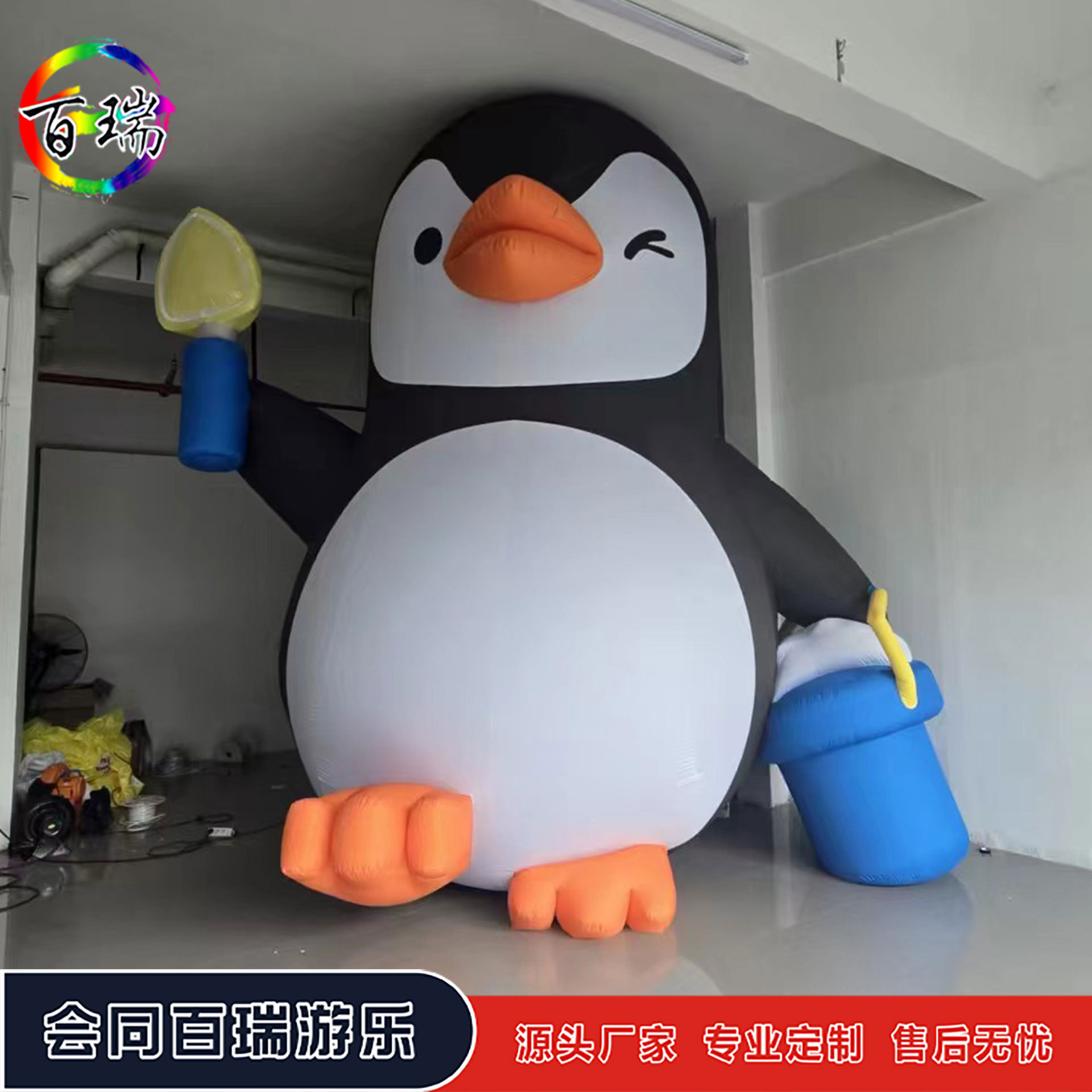 充气卡通企鹅气模商场景区引流美陈装饰道具发光企鹅气模