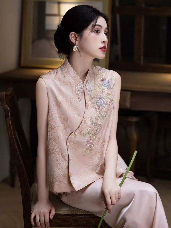 粉色订婚旗袍礼服裙新中式显白新娘敬酒服回门两件套答谢宴会气质|undefined
