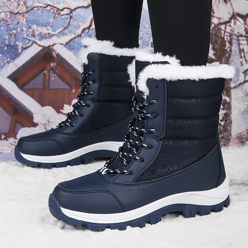 2025 otoño y invierno nuevas botas de nieve transfronterizas botas de algodón del noreste de la mujer botas de comercio exterior cómodas y cálidas