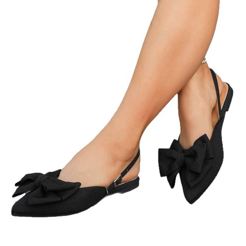 Summer Flat Bow Headband Sandals 2025 European and American Plus Size Pointed-Toe Backless Sandals for Women