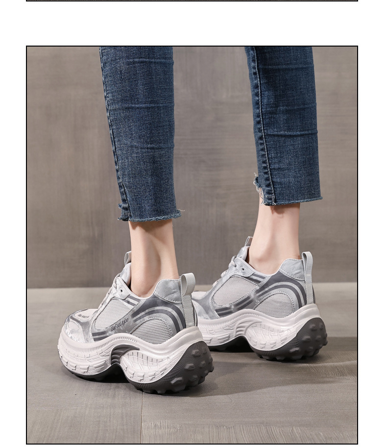 Giày sneaker nữ chunky đế dày lưới thoáng khí, tăng chiều cao bên trong — Xanh lá cây nhạtcolor chi tiết 13