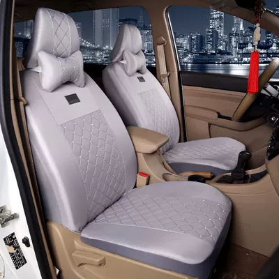Universal seat cover — 730 Four Seasons Cloth Seat Cover - silk-gray-printed-with-wuling-logo-hongguang-7-seater-6-head-center-section-with-armrests