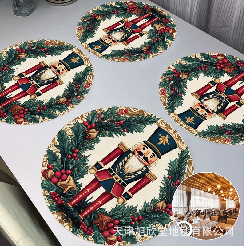 跨境亚马逊圣诞节雪花餐垫桌垫家用防滑耐脏桌面溪水速干沥水杯垫|undefined