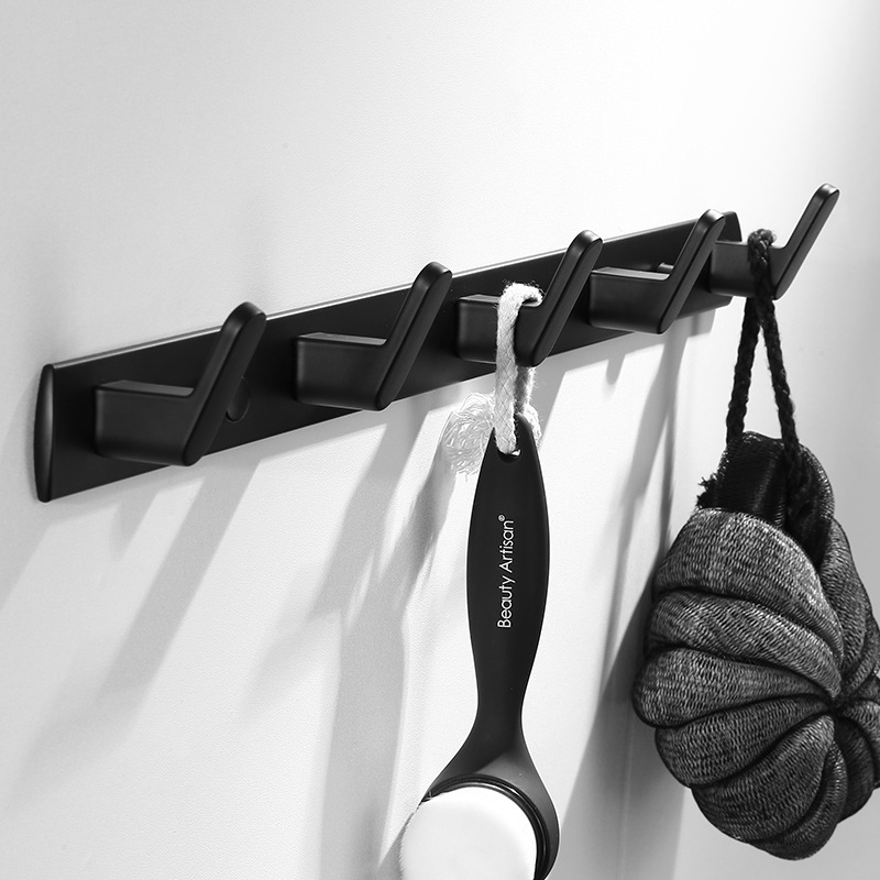 Negro baño toallero baño Punch-libre baño rack baño hardware colgante traje espacio aluminio