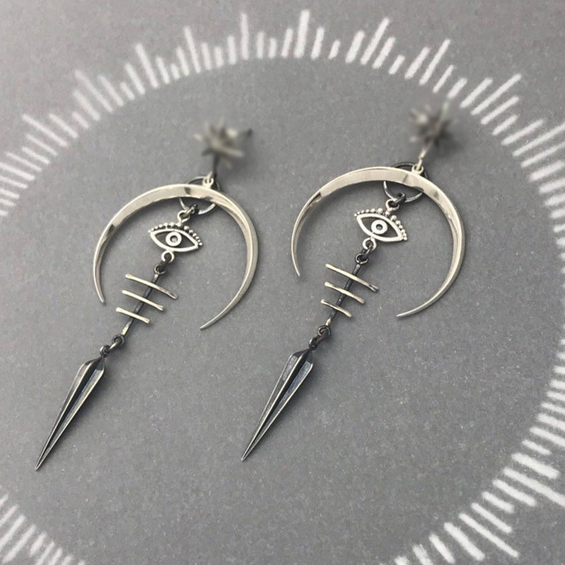 1 Pair Halloween Punk Devil'S Eye Plating Metal Drop Earrings