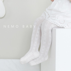 New Summer Children's Pantyhose with Fine Combed Cotton Mesh, Bowknot Design, Baby Leggings Socks, Solid Color, Lace-Hole, Mosquito-Proof Pants