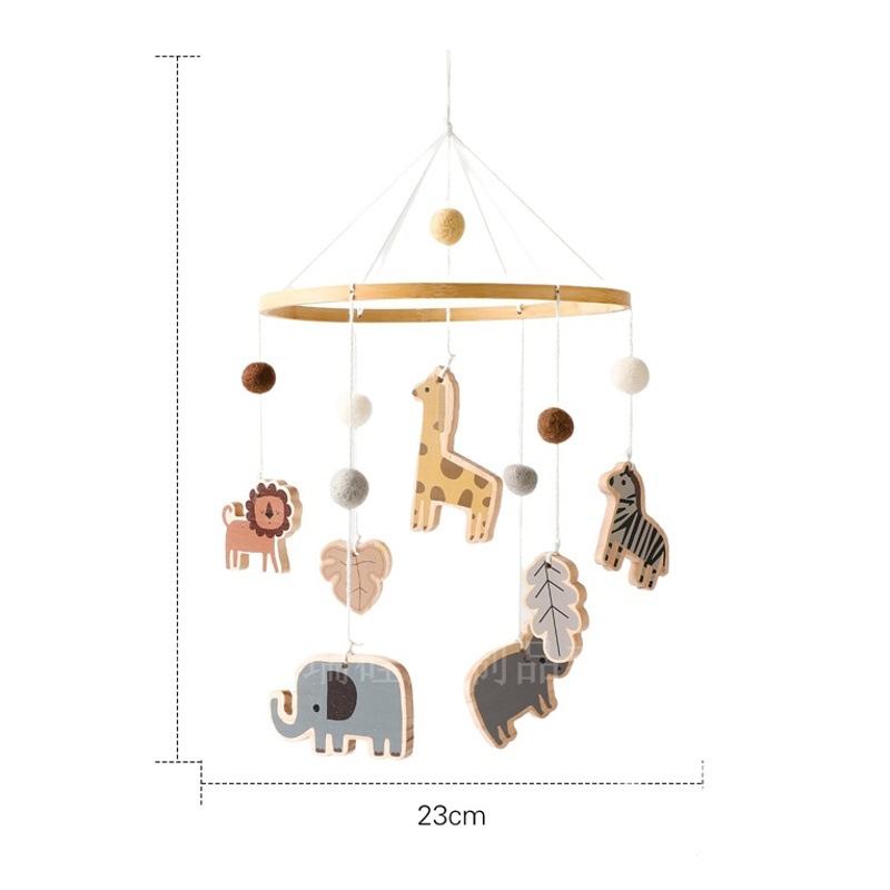 Estilo nórdico bosque animal cama campana ins hecho a mano calmante viento carillones colgante cuna dormir madera colgante decorativo