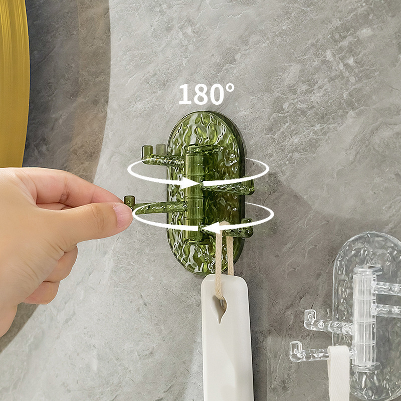 No-drill strong adhesive hook, door-back bag and key storage hook, water ripple design, rotatable four-link hook No-drill strong adhesive hook, door-back bag and key storage hook, water ripple design, rotatable four-link hook
