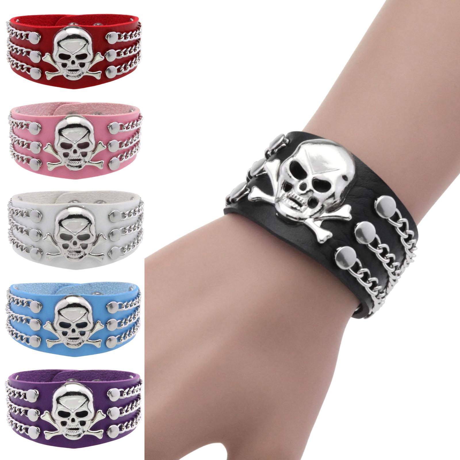 Factory direct cross-border European and American punk style skull bracelet personalized trend rivet bracelet rock nightclub bracelet