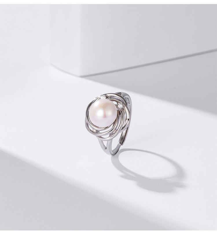 Fashion Flower Sterling Silver Open Ring Inlay Zircon 925 Silver Rings