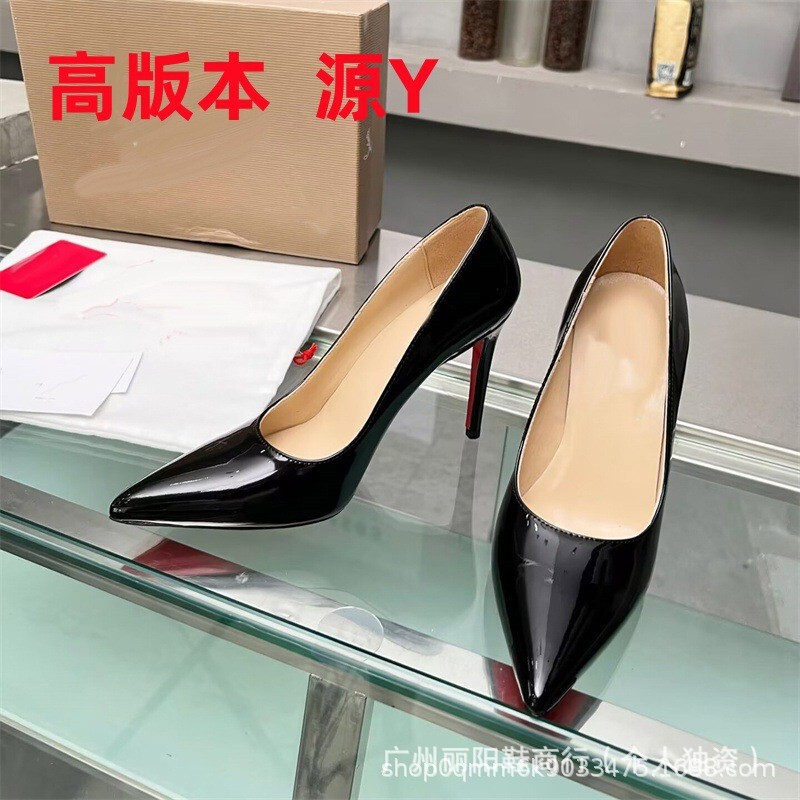 C Brand Red-Soled Side-Cut Full-Wrap Stiletto Heels for Women, Pointed Toe, Shallow Mouth, Sexy, Versatile, French Style, Internet Celebrity, Elegant