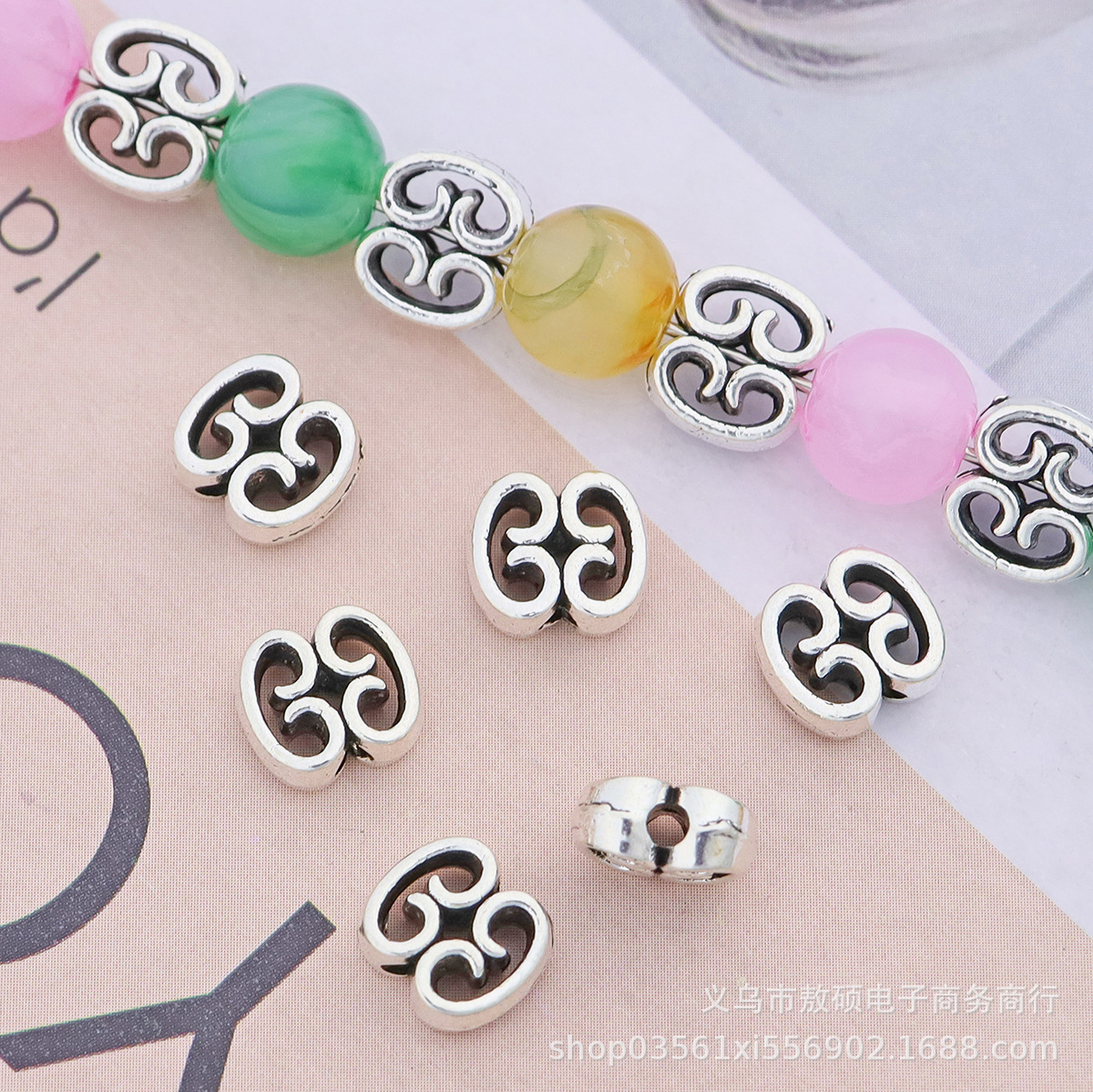 复古镂空合金配件隔珠卷云纹diy串珠吊坠基础链饰品配件现货直发