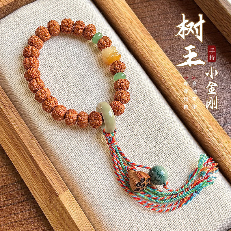 【批发价】天然爆肉金刚菩提手串桃木莲蓬吊坠文玩佛珠厂家直批
