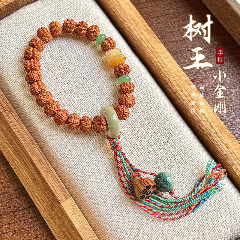 [Wholesale Price] Natural Burst Meat King Kong Bodhi Handstring Peach Wood Lotus Pendant Wen Play Buddha Beads Factory Direct Approval