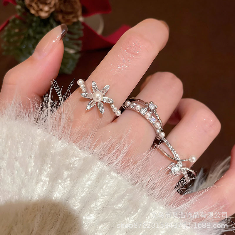 Broken Light Pearl Ring for Women, French Style, Exquisite, Light Luxury, Niche, High-End, Fashionable, Unique Index Finger Ring