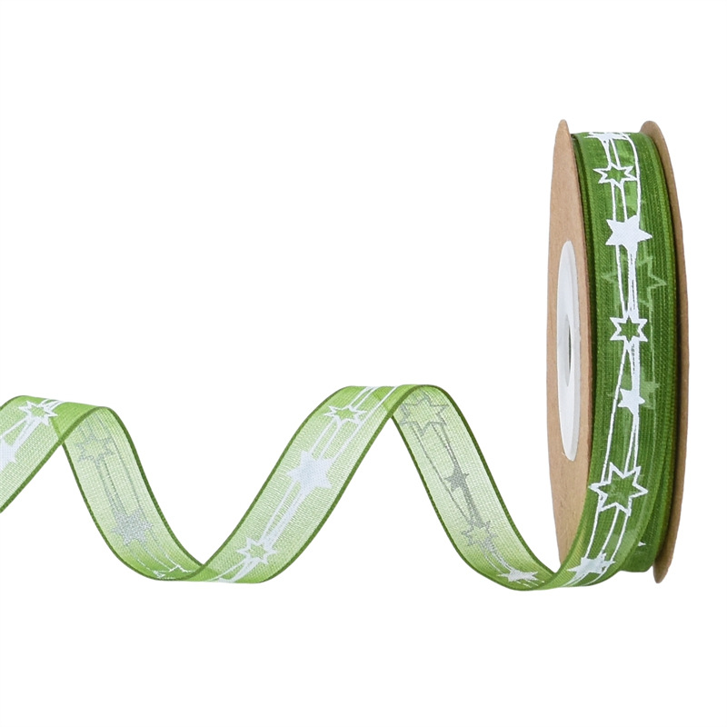 Navidad transfronteriza impresión pentagramas colorida cinta ramo de flores arco correa de árbol de Navidad DIY decoración cinta floral