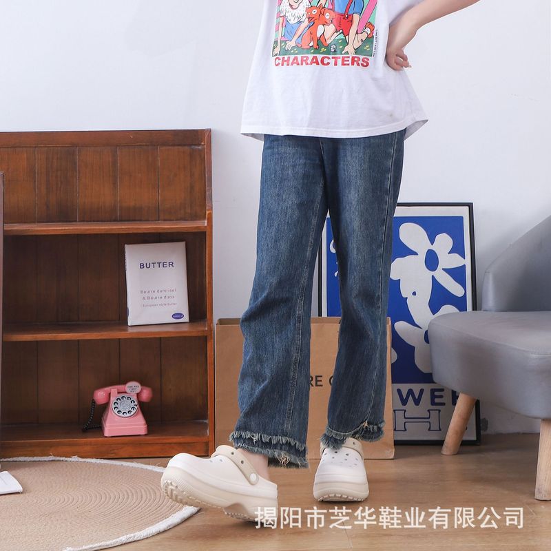 2025年新款双色糖果色时尚外穿防滑拖鞋女款休闲百搭厚底洞洞鞋|undefined