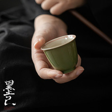 墨己 竹青仿古双线品茶杯 喝茶拟古单杯 陶瓷杯小号品茗杯白瓷