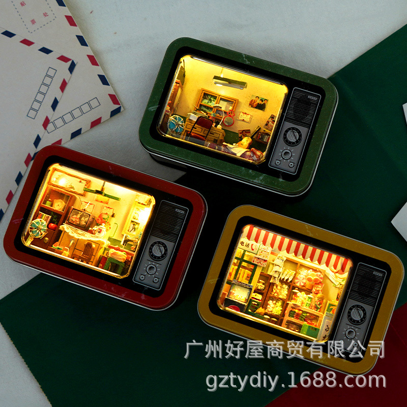 Caja de hojalata hecha a mano bricolaje transfronteriza modelo de memoria infantil juguete educativo para niños regalo de cumpleaños