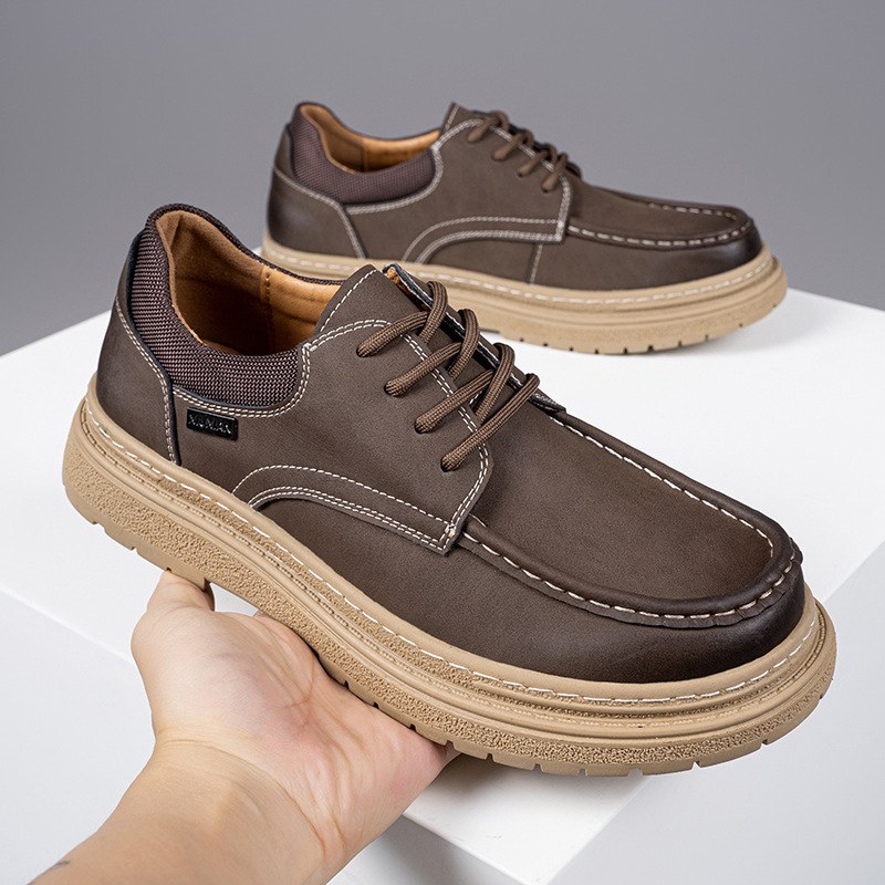 Lion Eagle Dell plus size Men's Shoes 45 Thick-soled Increased Casual Leather Shoes 46 British Retro Color-polished Tooling Shoes 47 Extending Size