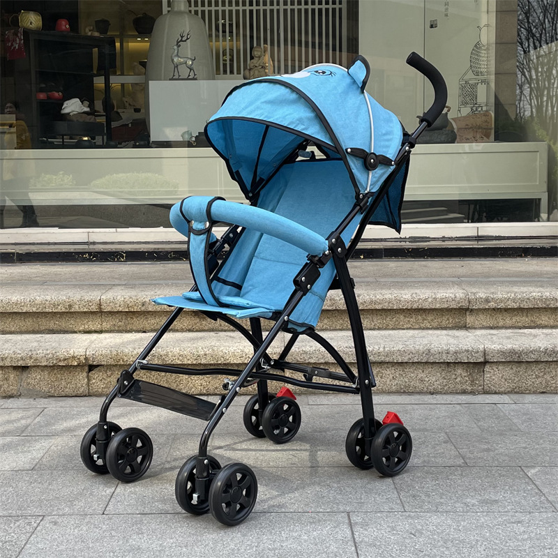 Cochecito de bebé de dibujos animados ultraligero y plegable, un cochecito de paraguas sencillo que se puede usar como cochecito de viaje de cuatro ruedas y como andador para bebés.
