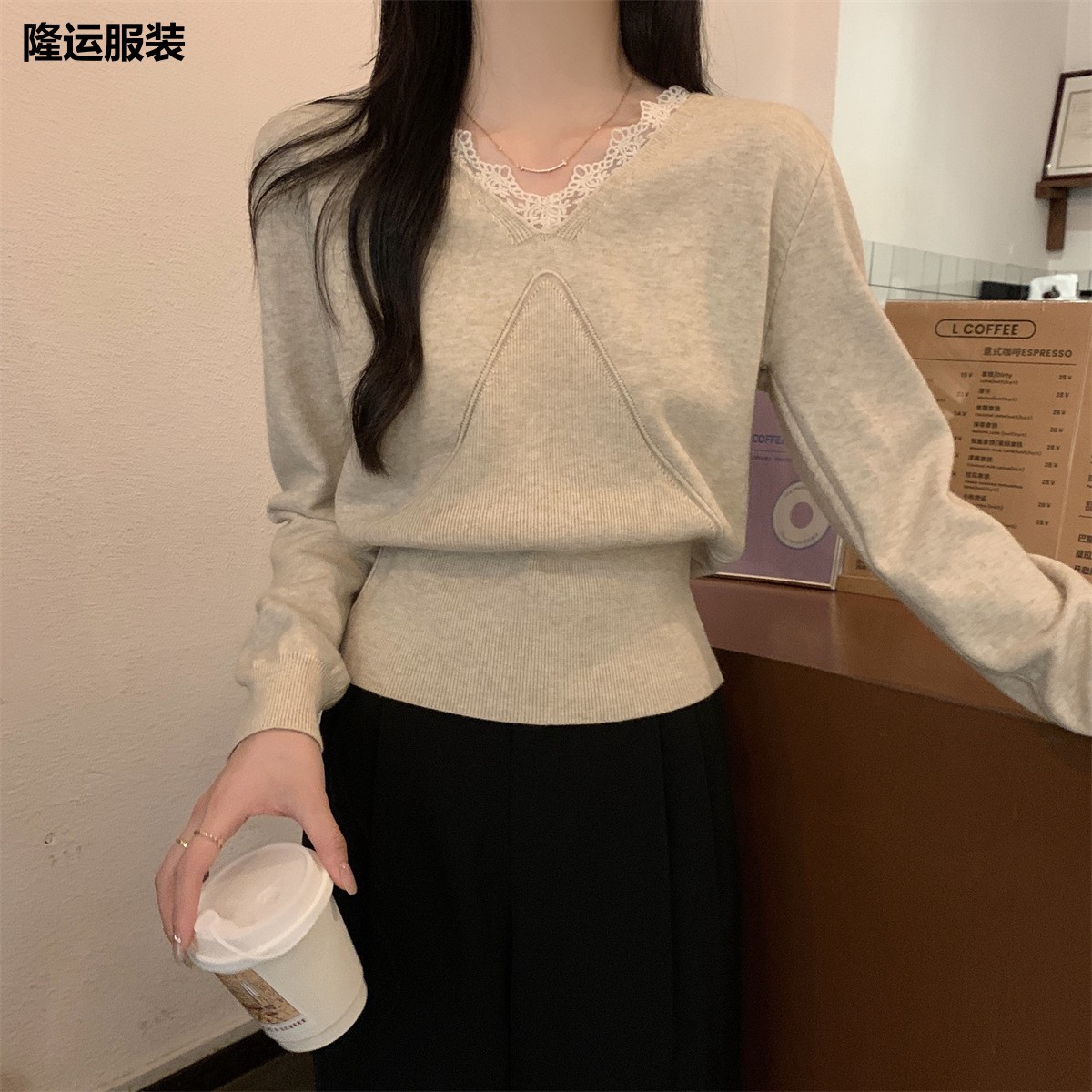 Lace knitted autumn demi-season base body-friendly sweater