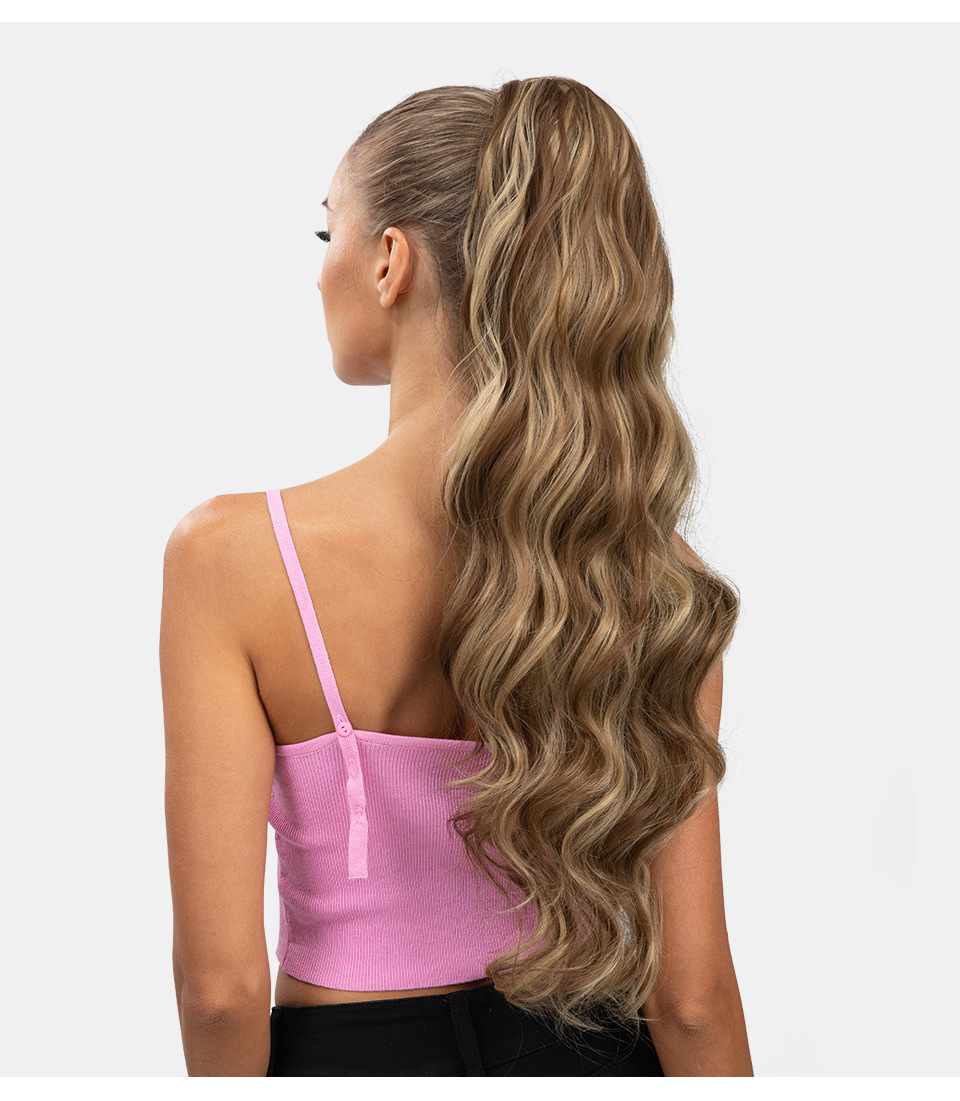 Sintētiskie mati sievietēm ar gariem, cirtainiem matiem, aukliņas stila, sintētiskās šķiedras, augstām zirgastēm un liela viļņa mākslīgām bizēm._voghion.com