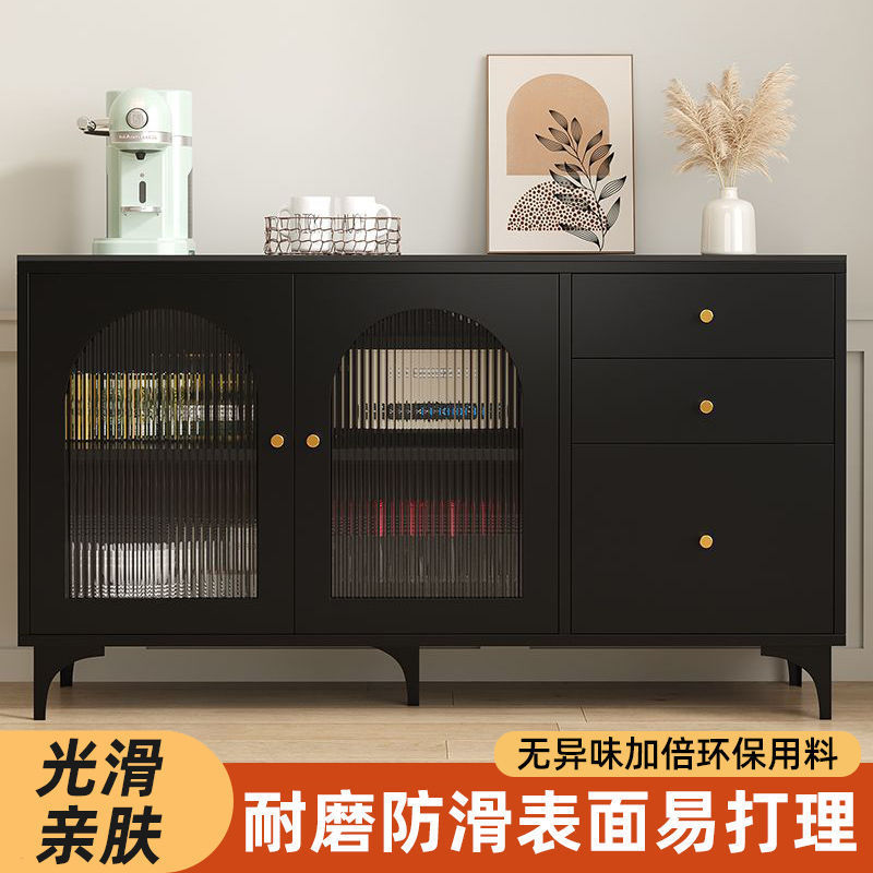 岩板餐边柜多功能茶水柜客厅轻奢家用靠墙收纳储物柜吧台柜一体柜|undefined