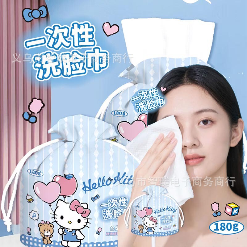 Sanrio Face Towel Hello Kitty Roll Towel Genuine Authorized Thickeneded Pearl Pattern Hanging Wettable Wholesale
