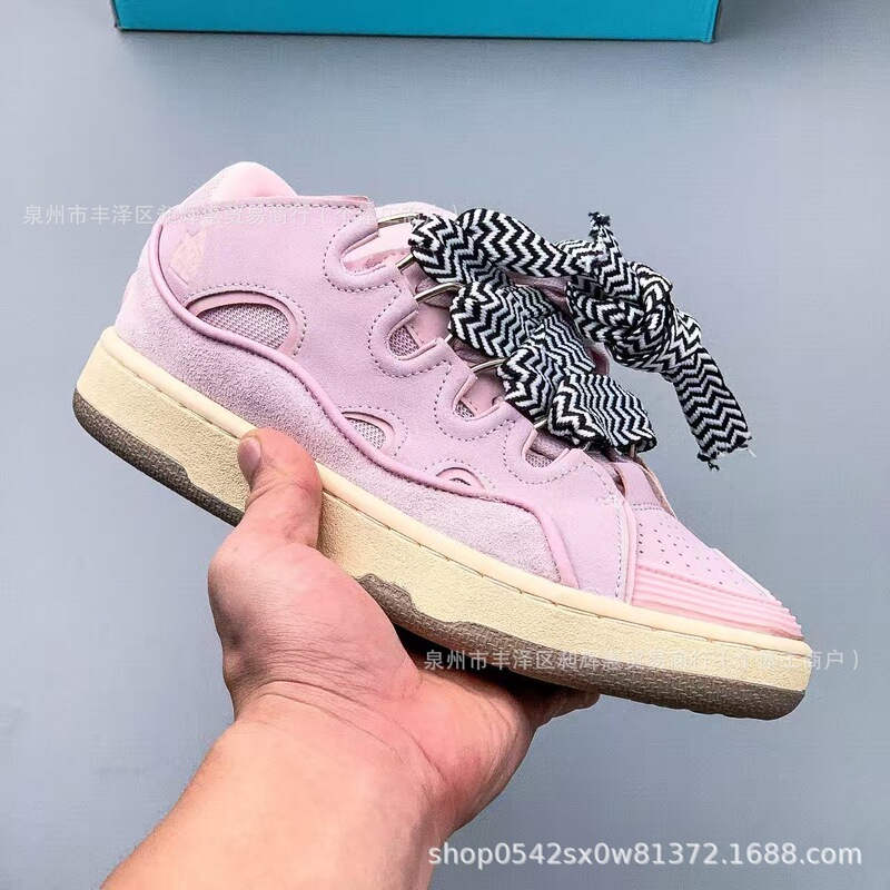 Putian Lanvin Men's and Women's Leather Splicing Lace-Up Curb Sports Casual Shoes Retro Sneakers Cross-Border New Dad Shoes Putian Lanvin Men's and Women's Leather Splicing Lace-Up Curb Sports Casual Shoes Retro Sneakers Cross-Border New Dad Shoes