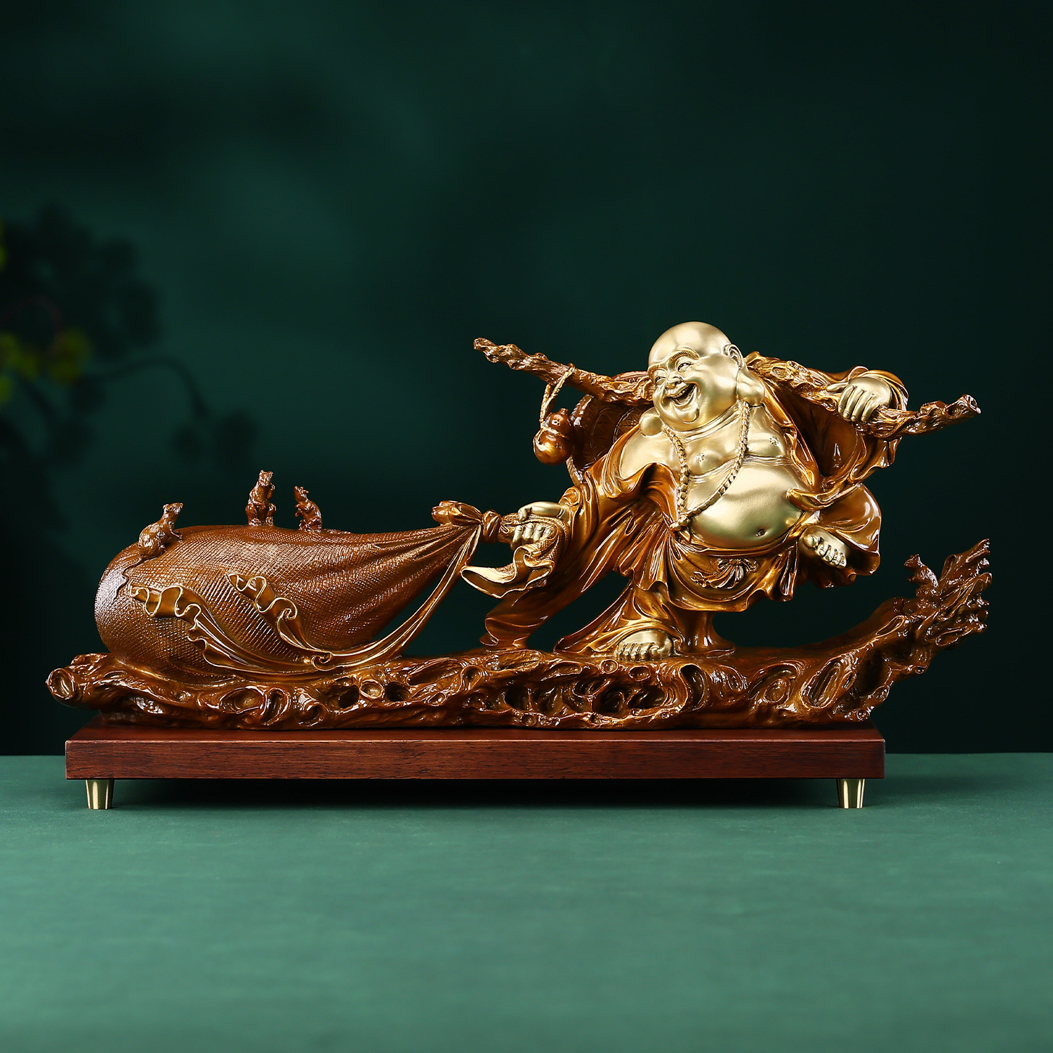 铜欣祥黄铜布袋弥勒佛像办公室弥勒财神工艺品摆件家居佛像礼品