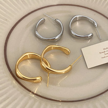 925银针几何简约不规则C型设计感耳圈耳环简约高级感百搭日常耳钉