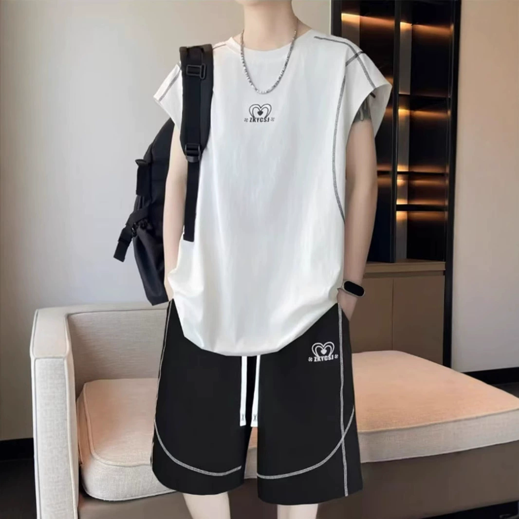 Летний спортивный костюм для молодежи 2025 года, новый стиль для старшеклассников и подростков, модный брендовый комплект, стильный и стильный набор.