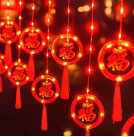 Luces de cadena Año Nuevo luces decorativas Piscis luces de colores Festival de Primavera 2024 fu carácter nuevo Fuwa Año Nuevo cortina pequeña linterna roja